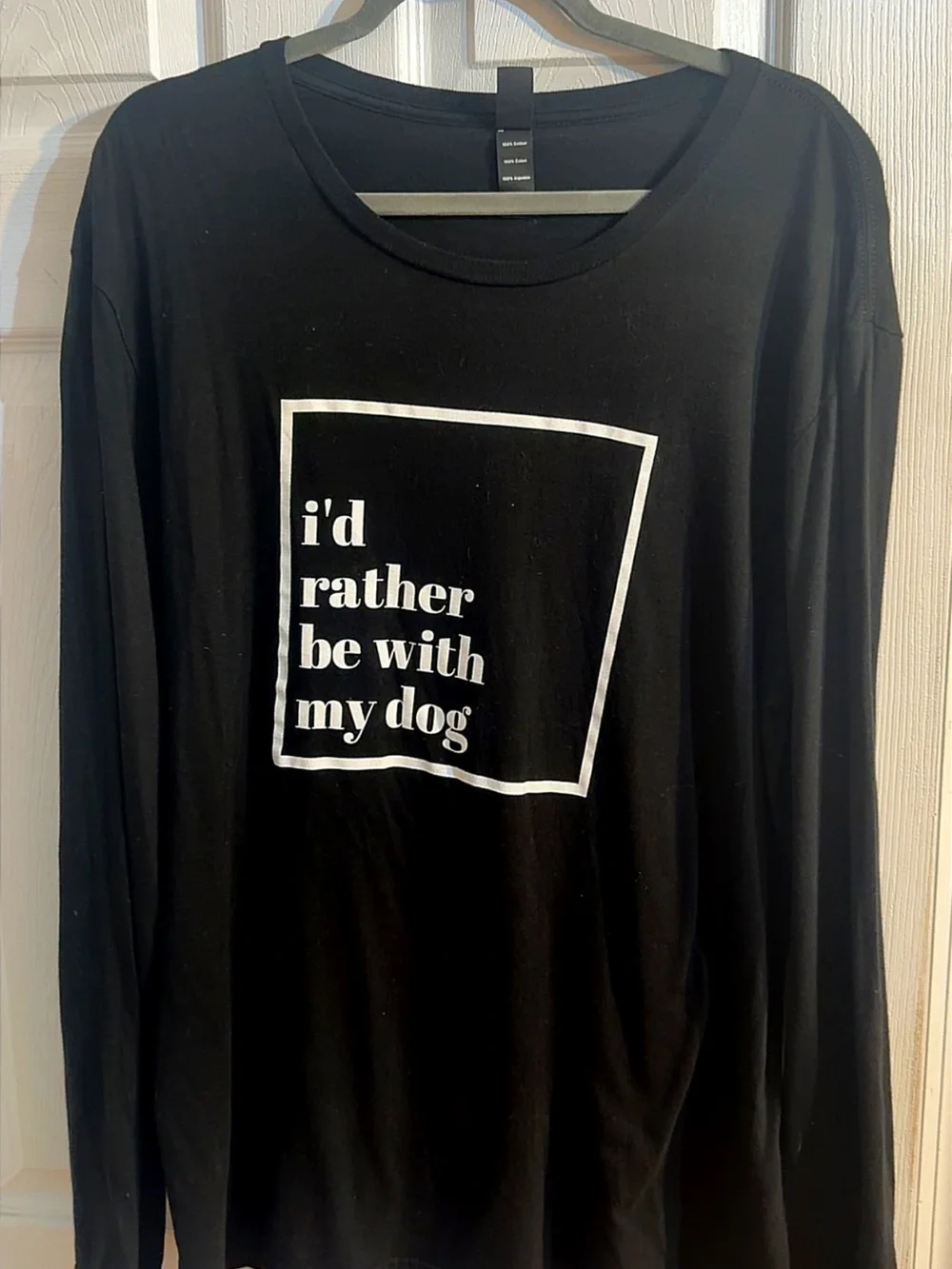 Black Long-Sleeve Dog Lover Tee - I'd Rather Be With My Dog